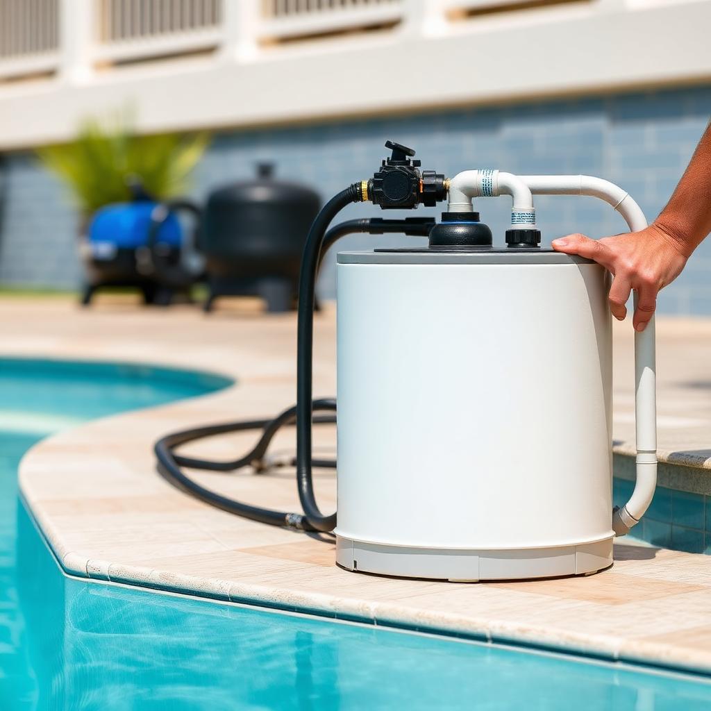 Salt chlorine generator equipment installed on a pool equipment pad