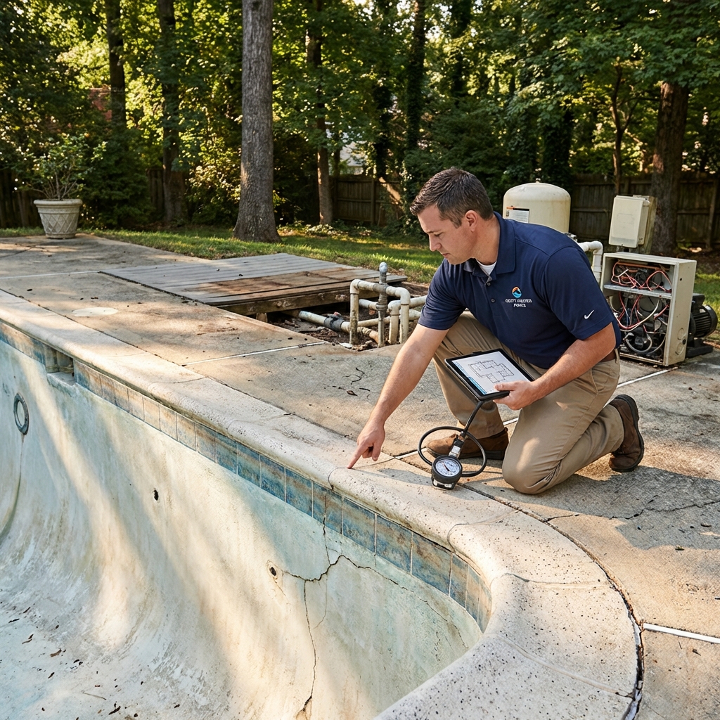 Professional pool renovation assessment in Denver, NC