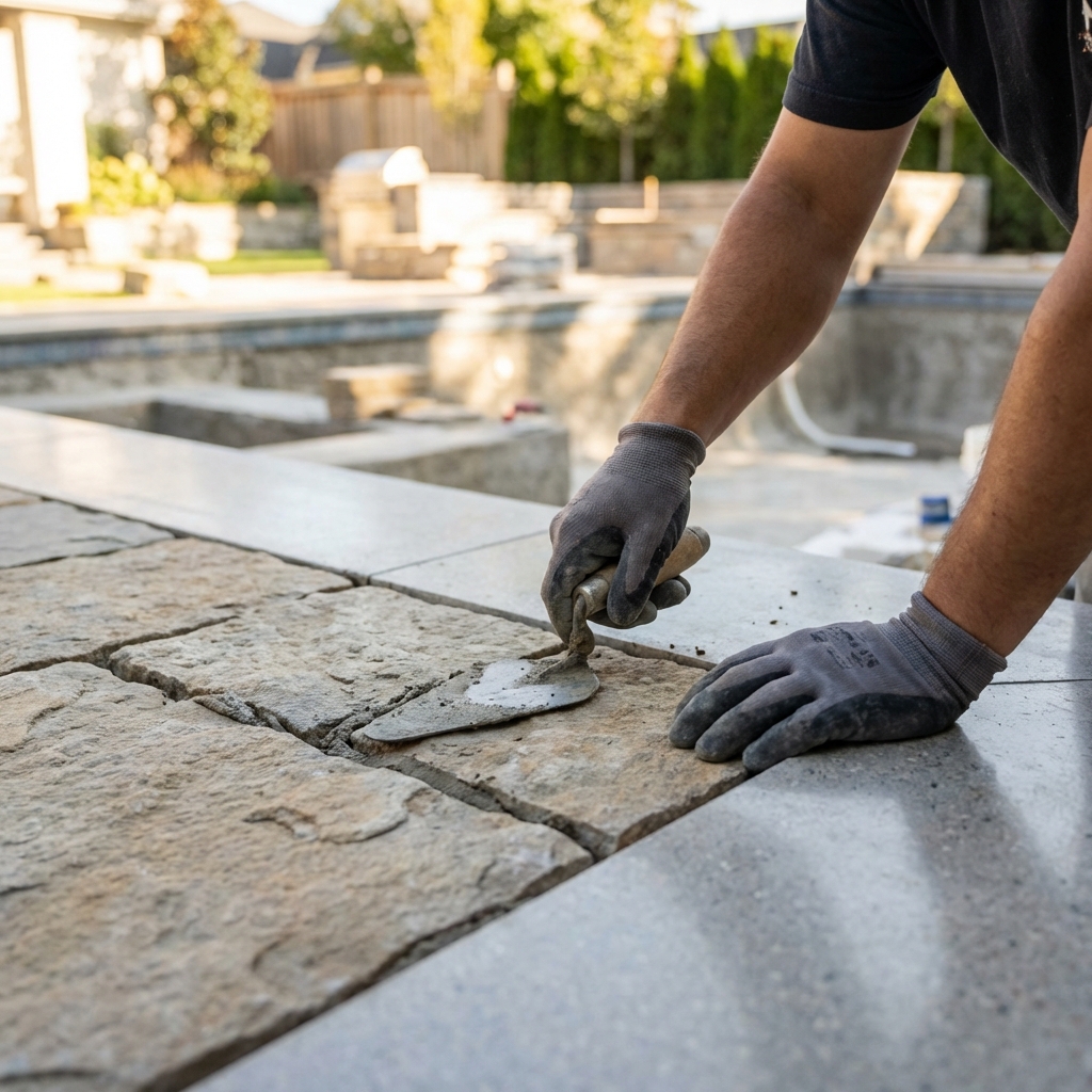 Pool construction showing steel reinforcement and shotcrete process