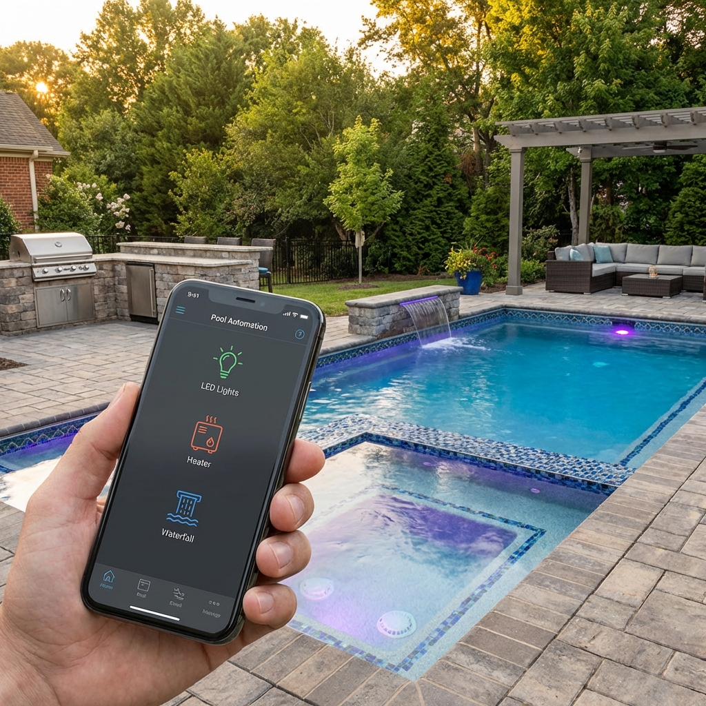 Updated pool technology with LED lighting and smart automation controls