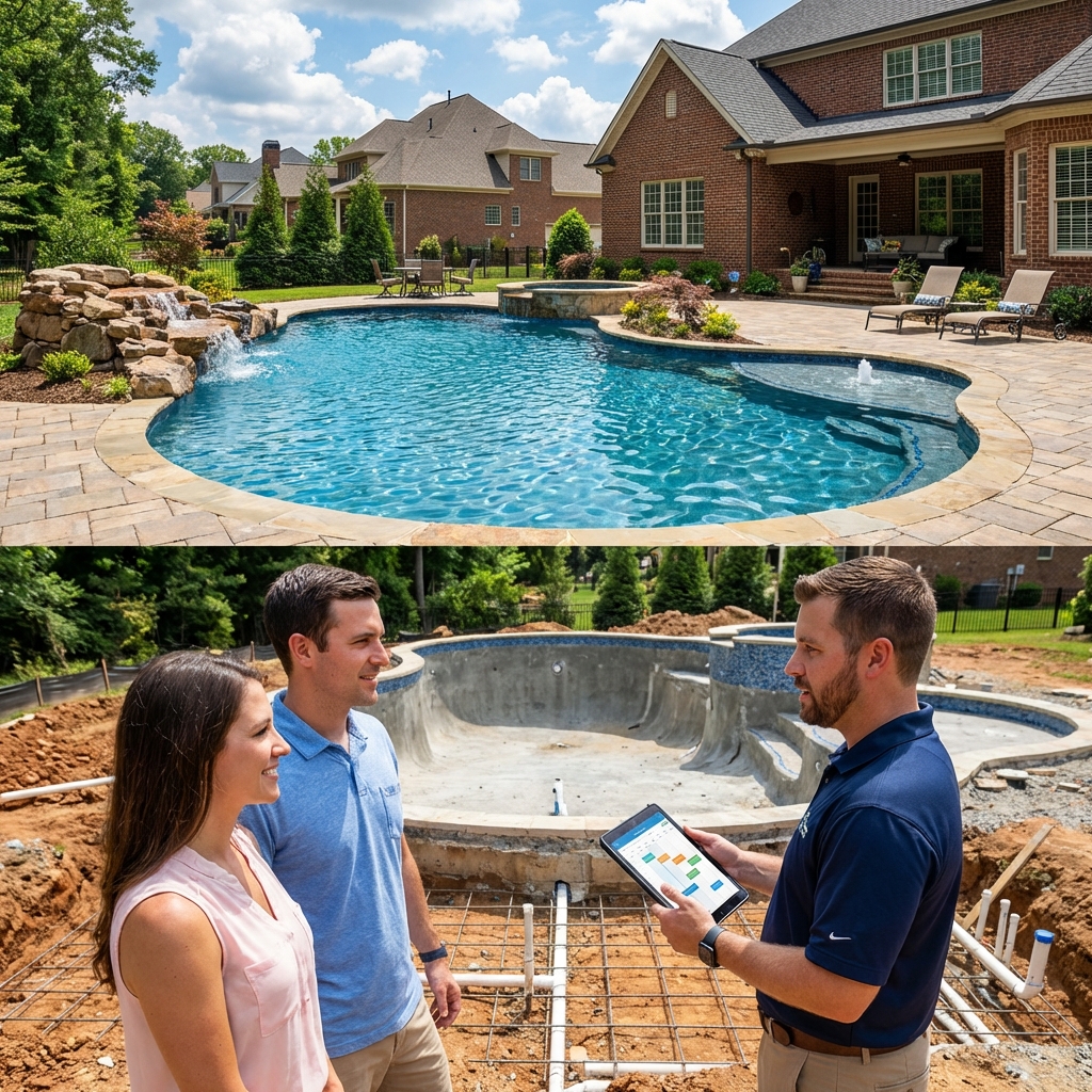 Custom pool construction showing premium materials and expert craftsmanship