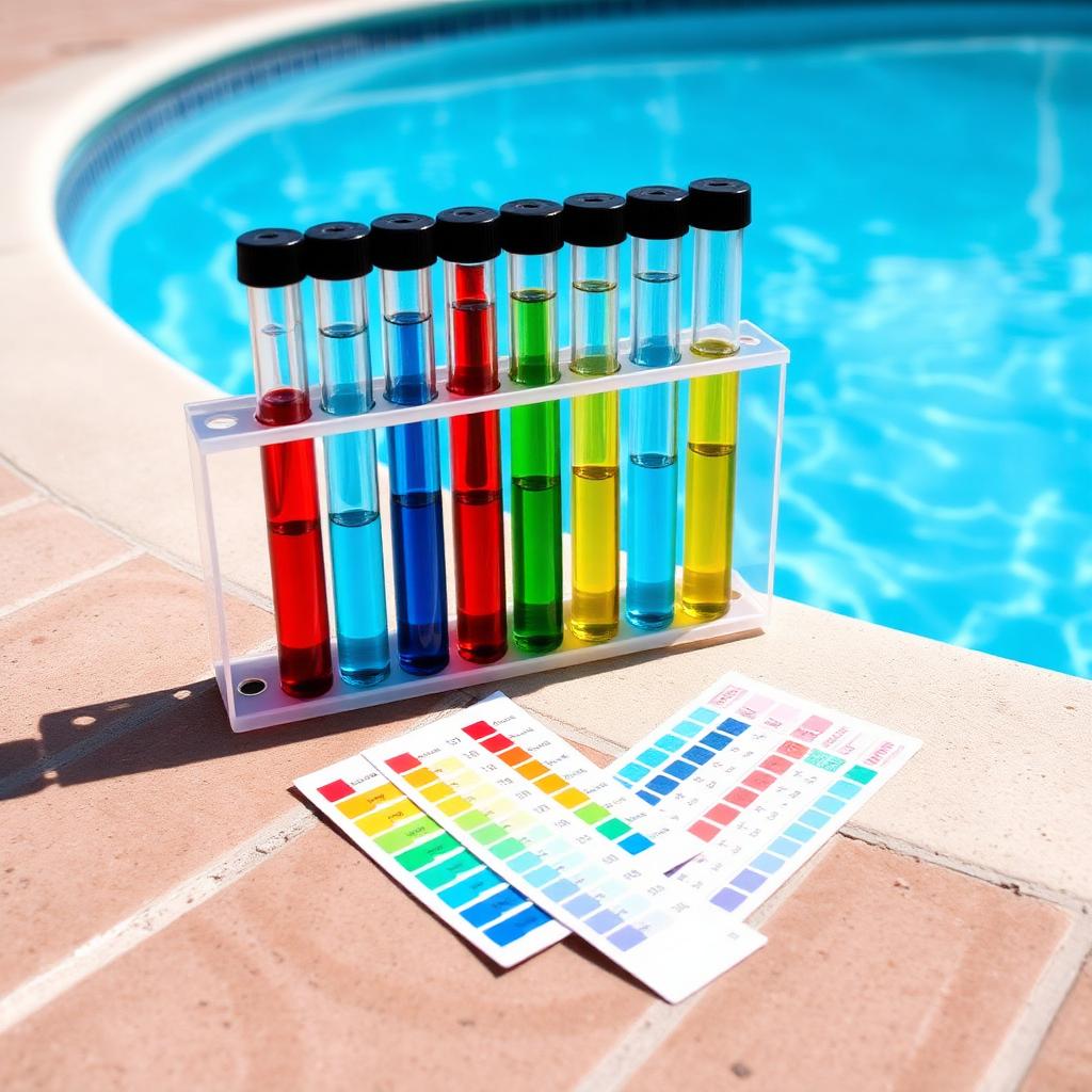 Pool water testing equipment for monitoring chlorine and pH levels