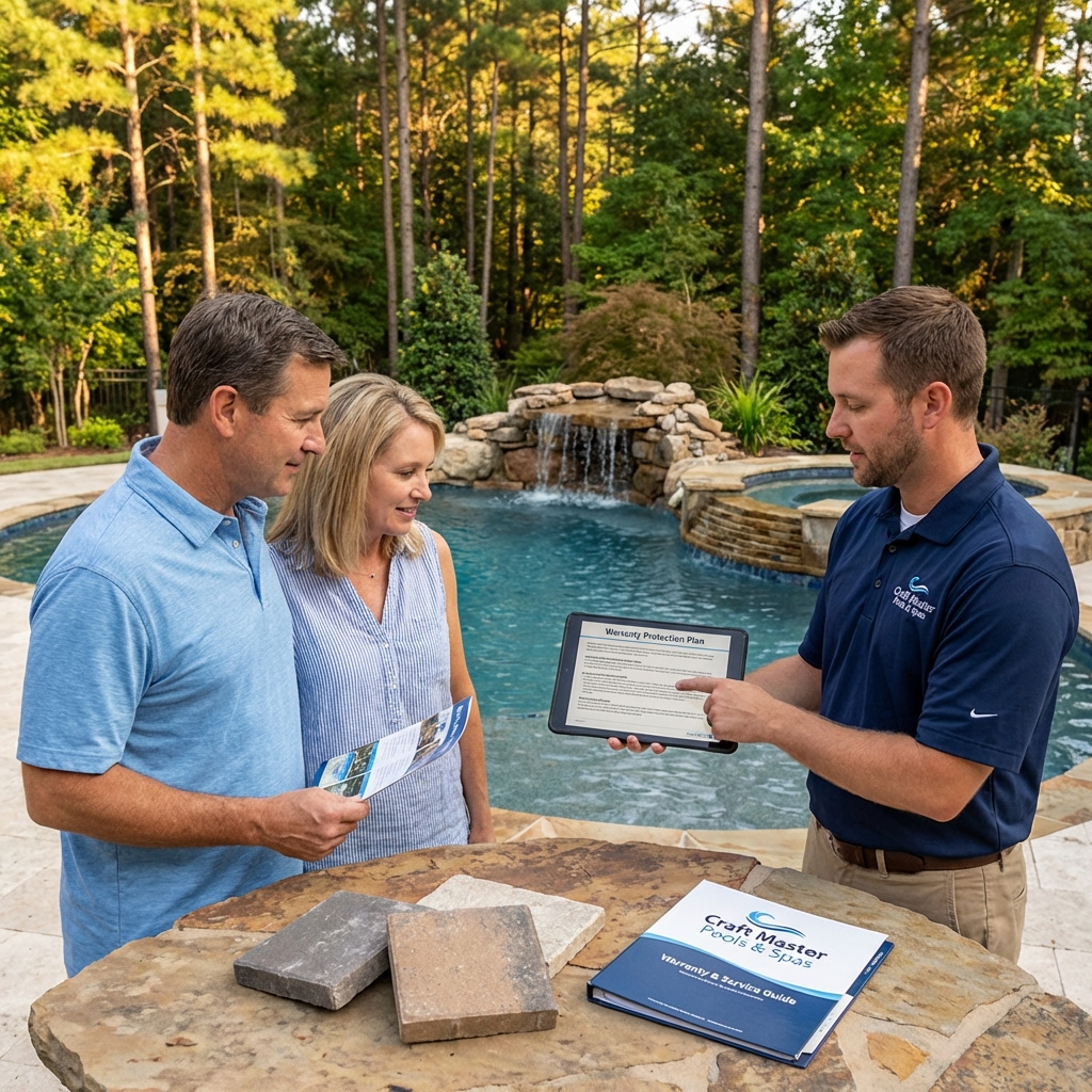 Completed pool project with homeowner consultation