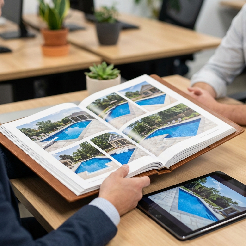 Completed luxury pool with integrated outdoor living space